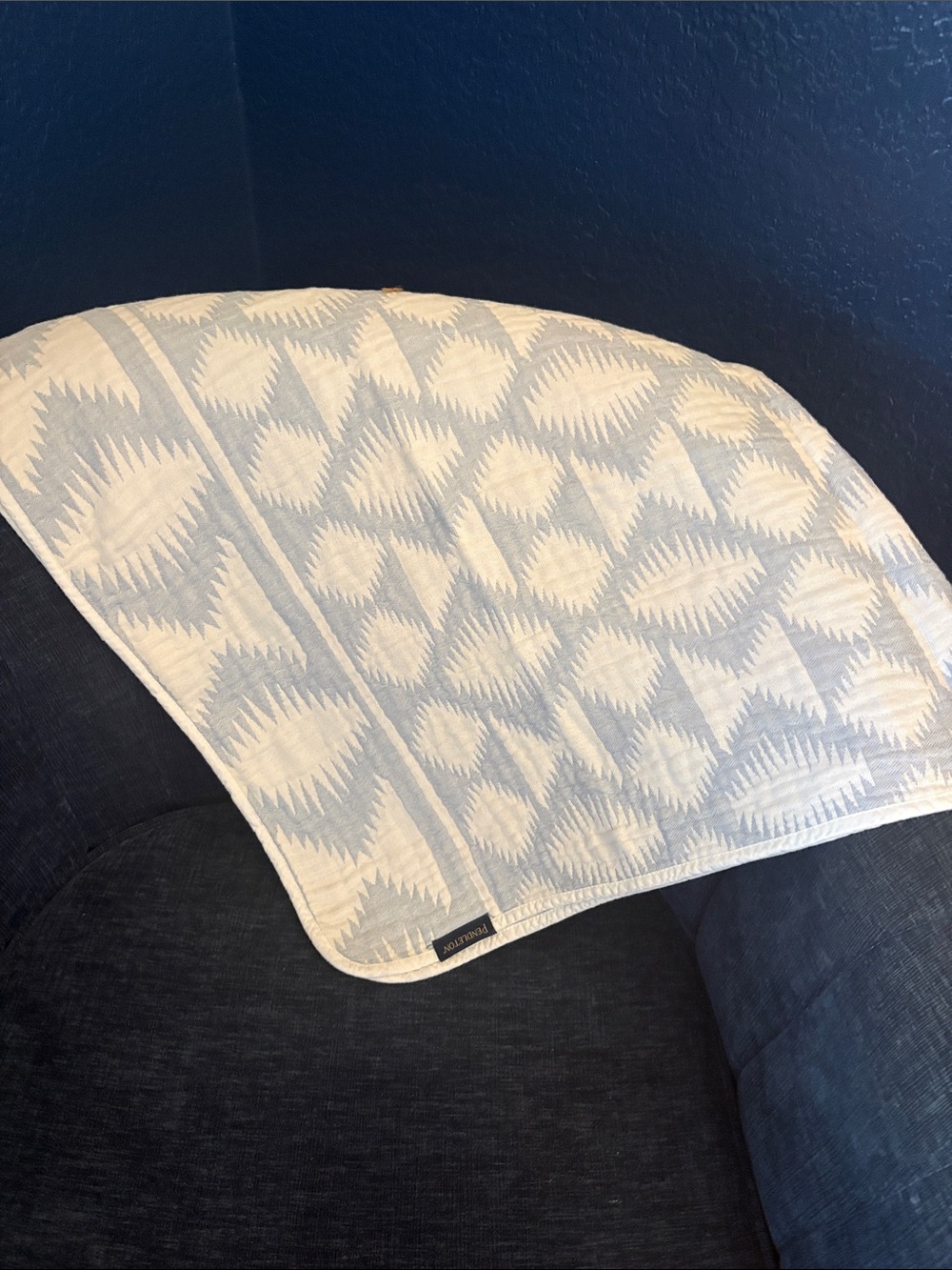 Pendleton Light Blue and White baby blanket Geometric Quilted Throw